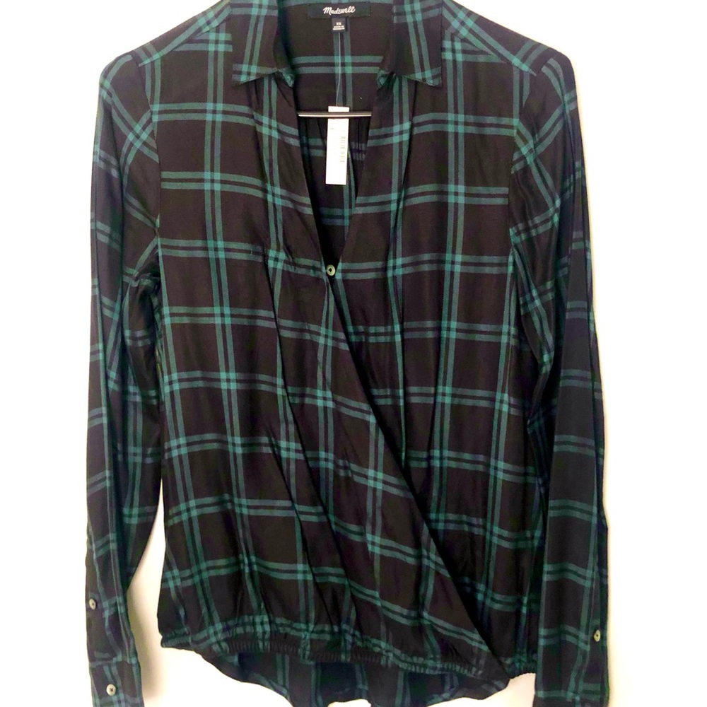 NWT Madewell Black and Green Women's Flannel